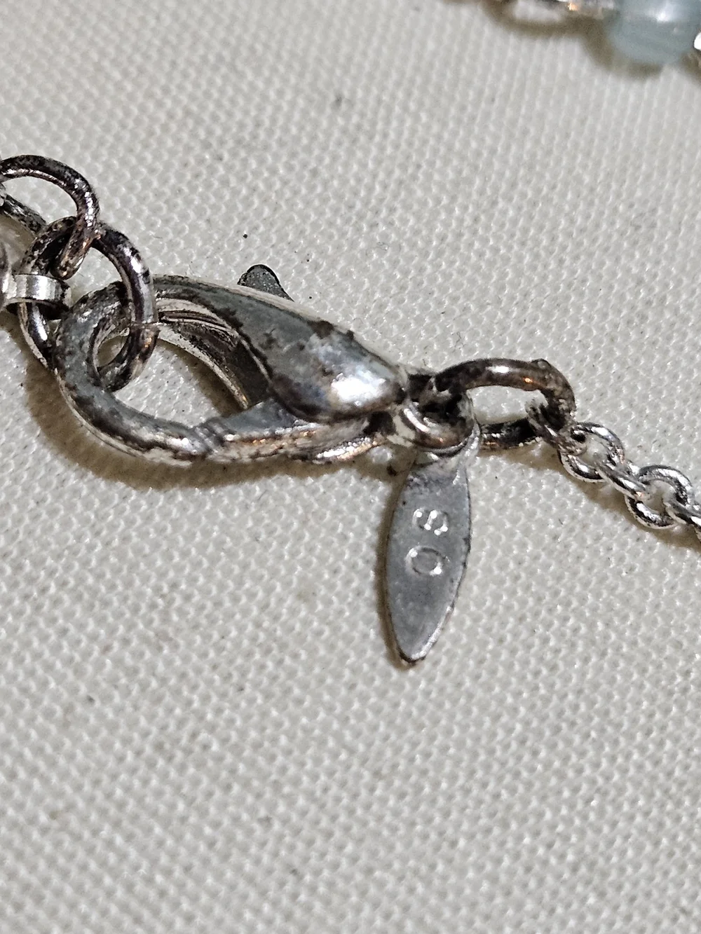 Avon Silver-Tone Necklace with Pale Blue Bead Cluster